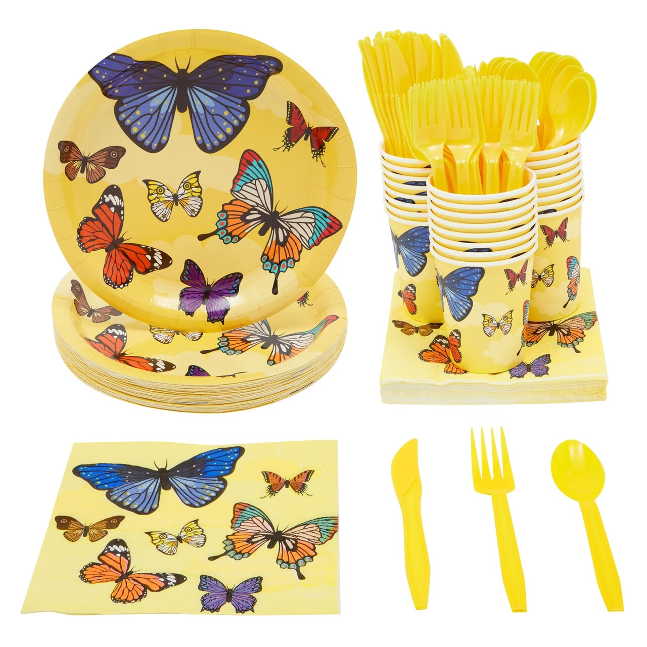 Yellow paper plates and cups deals